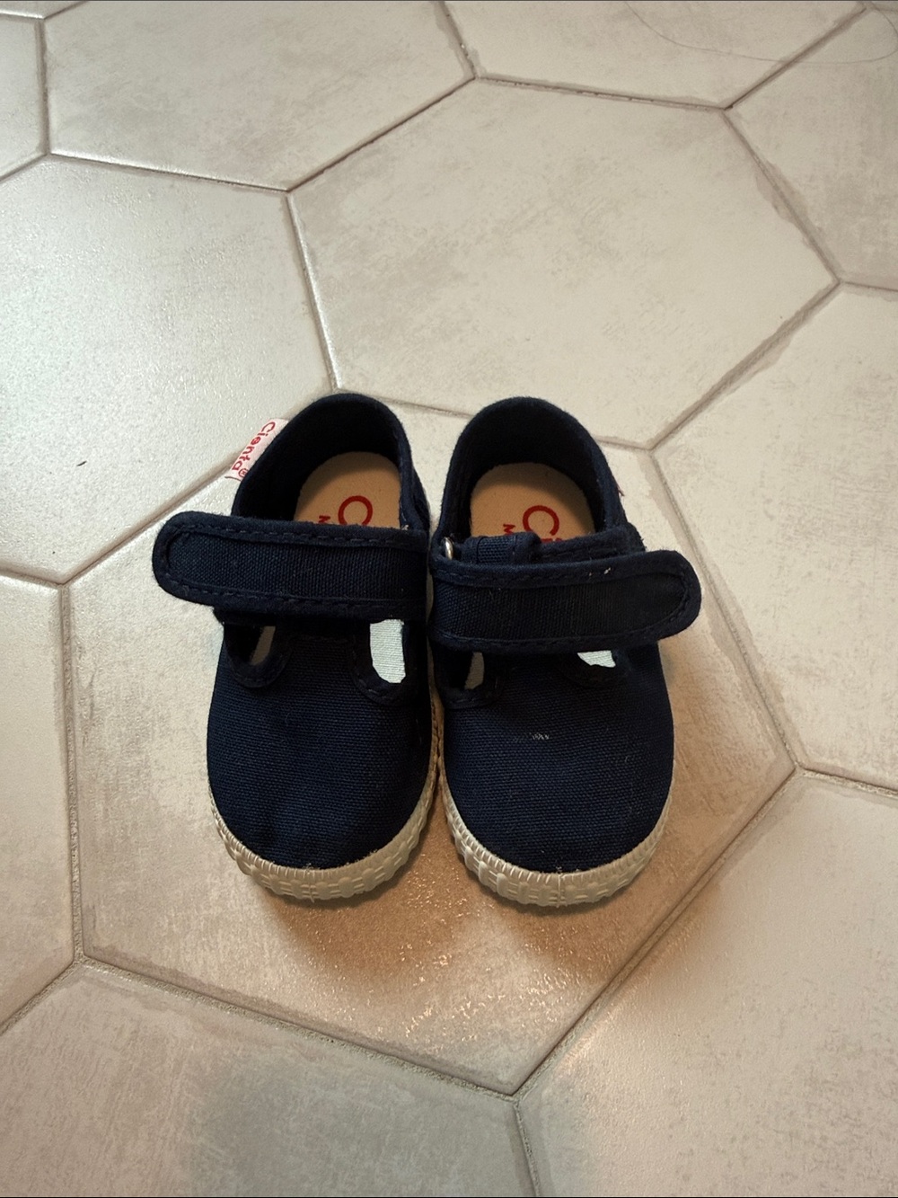 Cienta Navy Canvas Mary Jane with Velcro Strap size 18